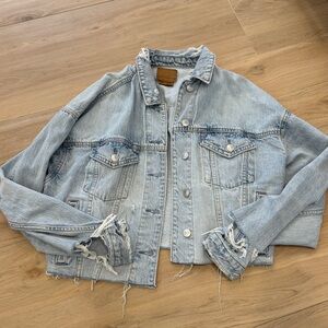 American eagle medium Light Blue Distressed Denim Jacket